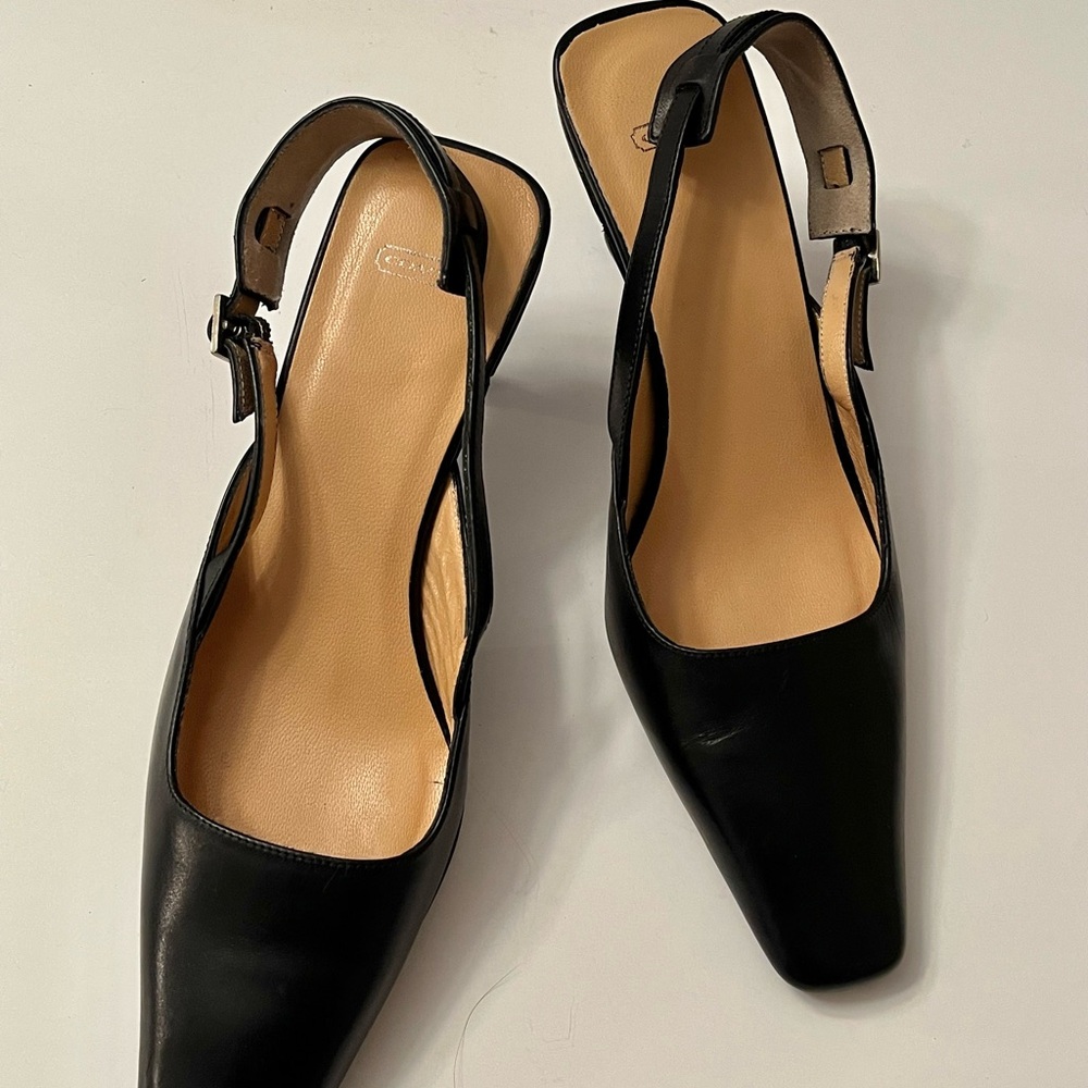 Coach Black Leather Slingback Dress Work Shoes US Sz 5.5
